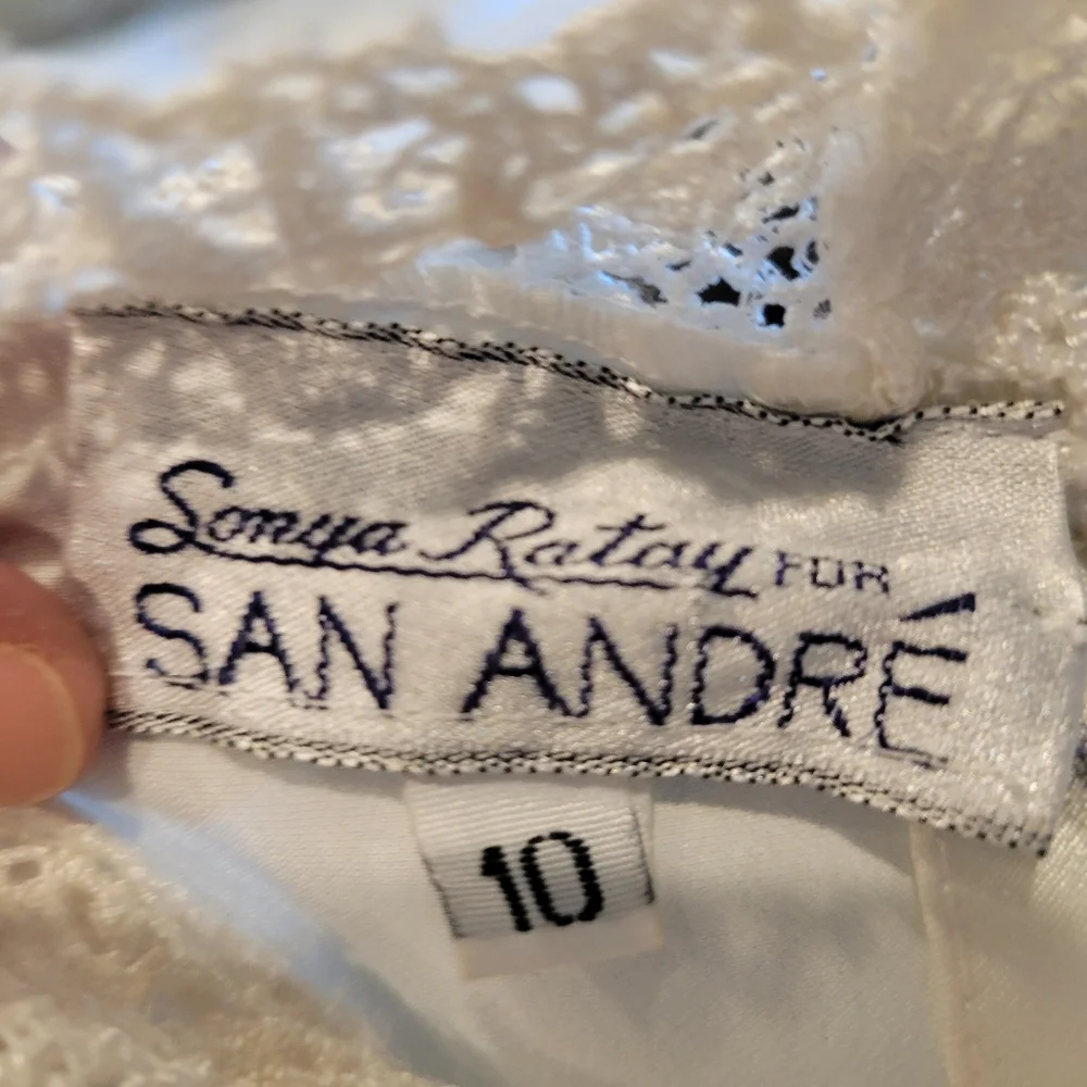 SAN ANDRE VINTAGE 80S VICTORIAN CREAM BLOUSE NEO EDWARDIAN LACY BLOUSE Size 10 - Picture 12 of 15